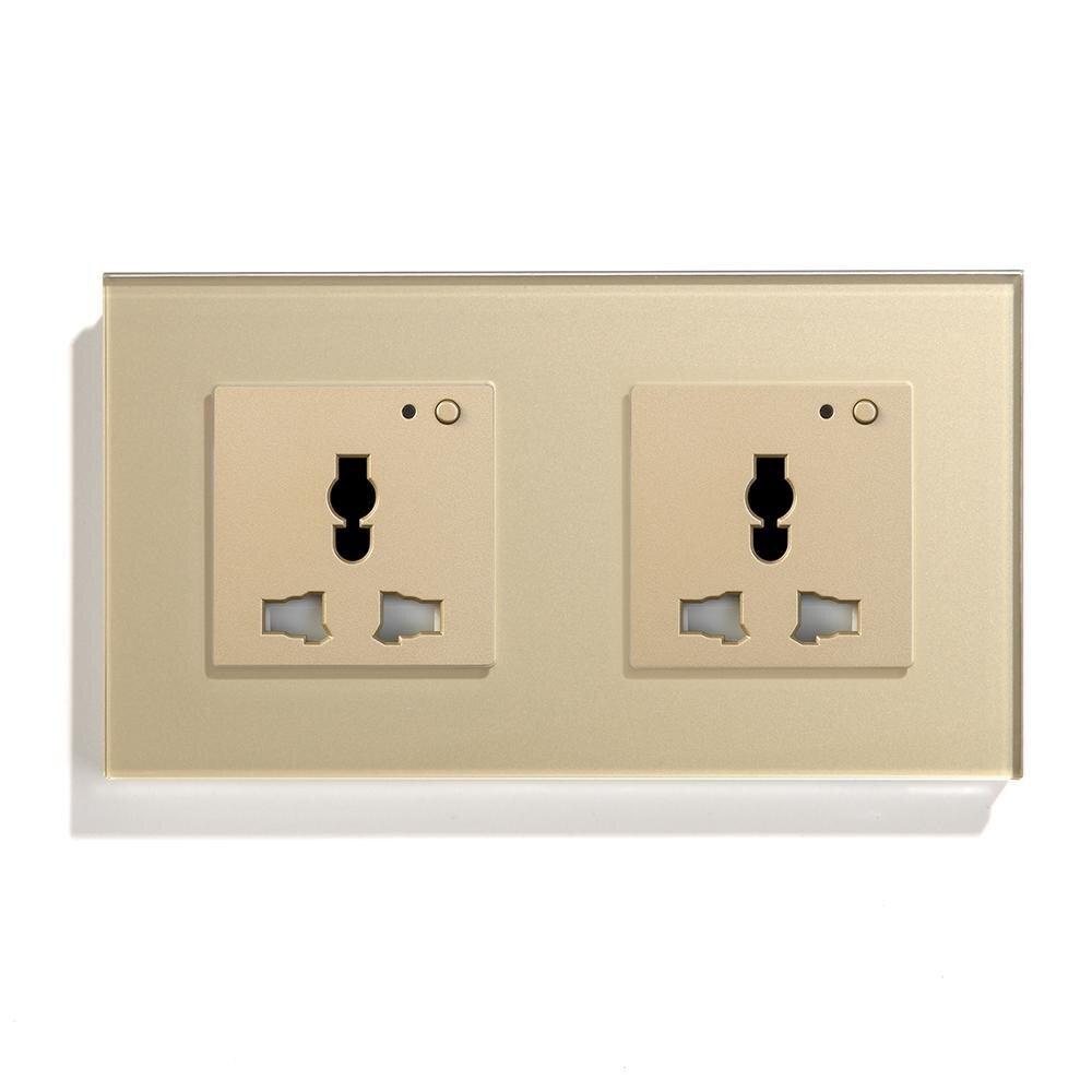 BSEED Multifunction Wifi Socket Wall Socket Smart Outlet Crystal Panel Black White Golden 13A Wall Socket For Smart Home
