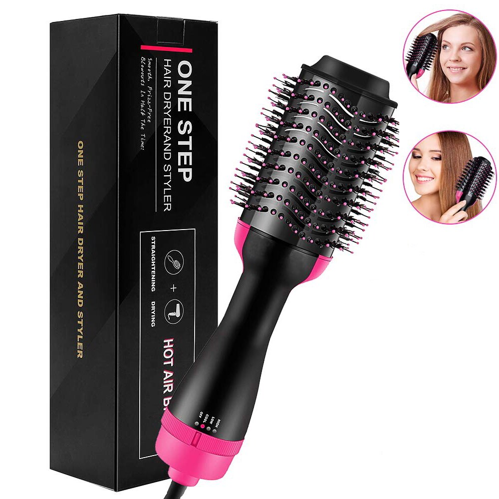 One Step Hair Dryer Volumizer Air Brush Blow Dryer Comb Negative Ion Blower Brush Hair Straightening Brush: AU Plug / black with box