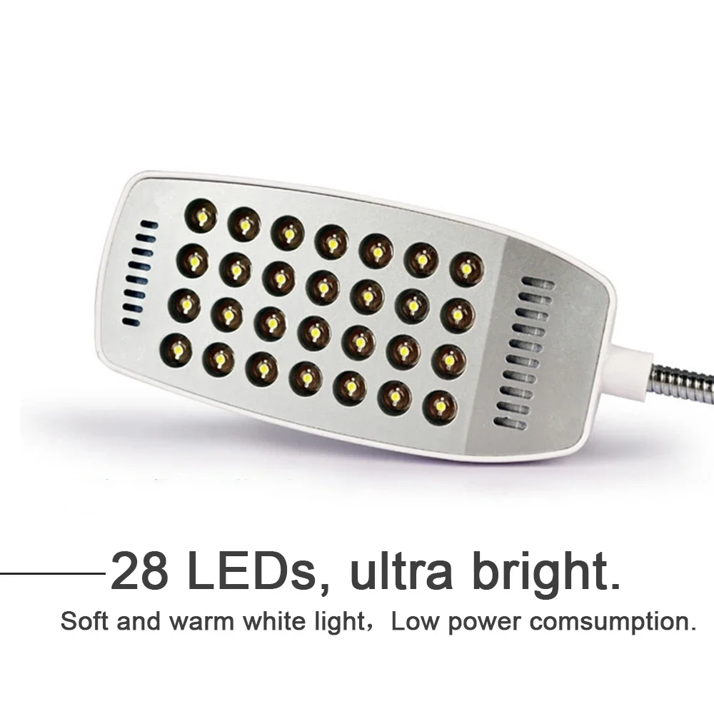 Lámpara de lectura ultrabrillante de 28 LED, luz LED portátil USB para libros, lámparas de mesa flexibles, lámpara de noche para ordenador PC