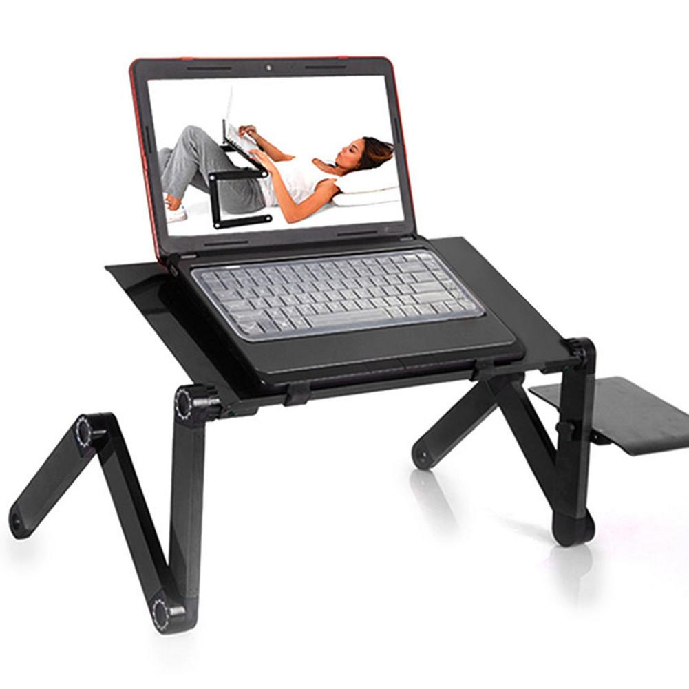 48*26cm Aluminum Laptop Table Ergonomic Adjustable Computer Desk Portable TV Bed Lapdesk Tray PC Table Stand with Mouse Pad