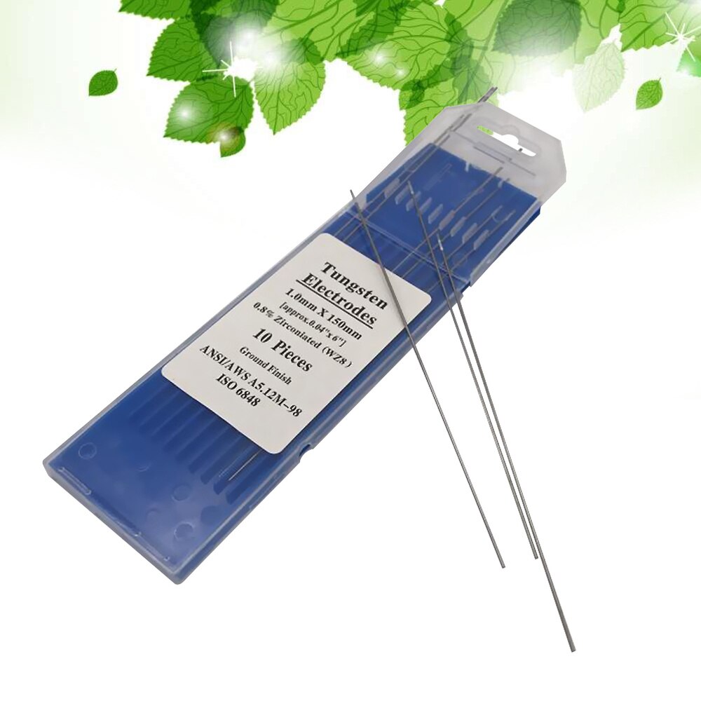 10pcs/1 Bag TIG Welding Tungsten Electrodes 0.8% Zirconiated WZ8 Tungsten Electrode Welding Rods (1.0MM x 150MM)