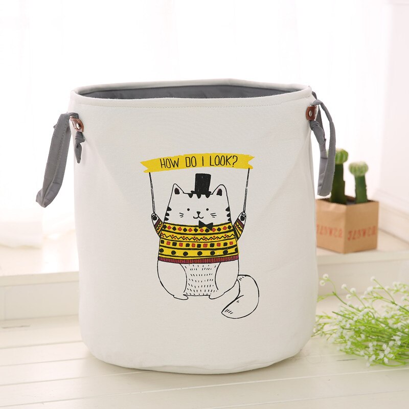 Leuke Dier Wasmand Opvouwbare Speelgoed Opslag Picknick Vuile Kleren Mand Katoen Wassen Kleding Doos Baby Organizer: Yellow Cat