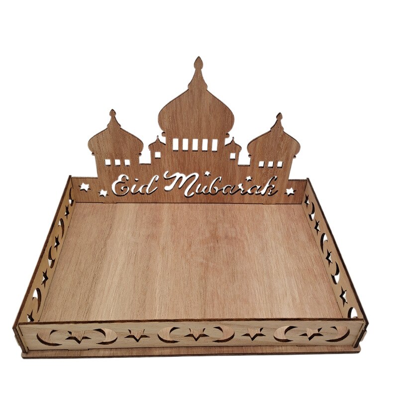 Eid Mubarak Wooden Food Tray Ornament Islamic Muslim Party Decoration For Home 2022 Ramadan Kareem Eid Al Adha Supplies: C