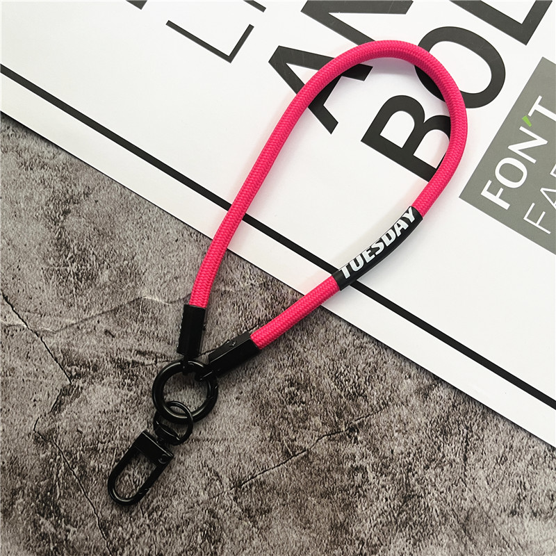 Schlüsselanhänger, farbiges Schlüsselband-Gurt für praktisch-Zubehör, Armbinde, Telefonkette, Metall-Karabinerverschluss, Schlüssel, Schlüsselband, Tasche, Autoschlüssel, Seil: Rose rot
