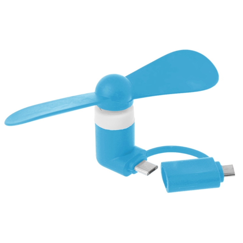 Mini Cute USB Fan Cooler Type C Removable USB-C Gadgets Low Power for Mobile Power Phone PC Laptop Cooler: Blue
