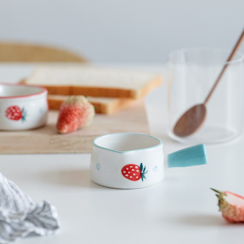 Aardbei Melk Cup Creatieve Handgeschilderde Melk Kan Mini Melk Pot Met Handvat