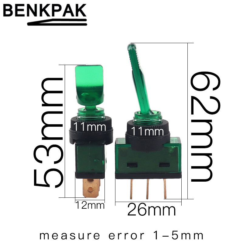 Interruptor de palanca automotriz de 3 pines ON-OFF con lámpara DC 12V 20A