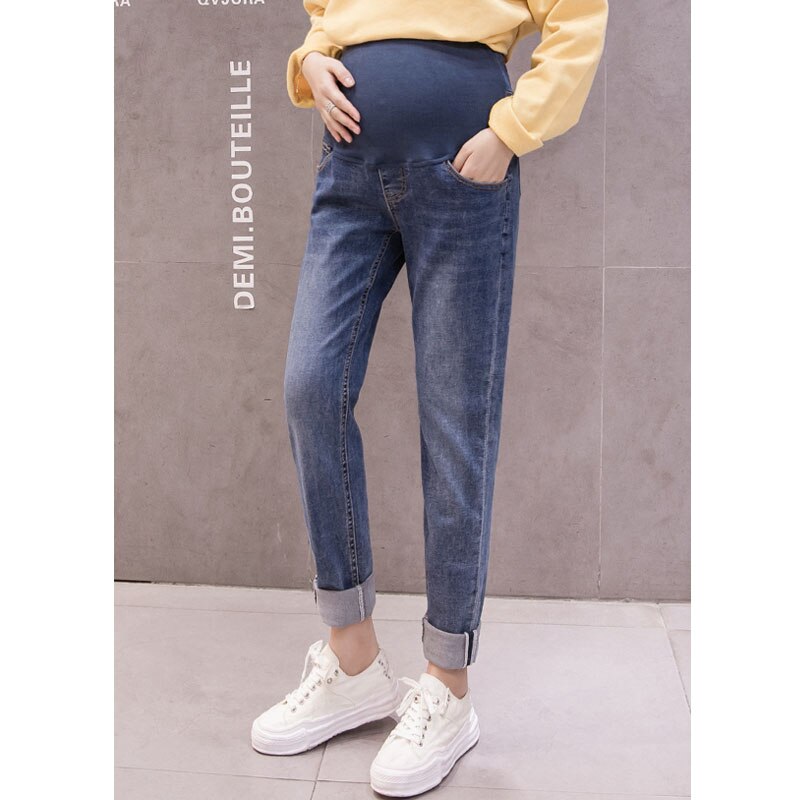Boyfriend jeans, zwangerschapsbroeken voor zwangere vrouwen, casual losse jeans, zwangerschapsbroeken, zwangerschapskleding: Blauw / M