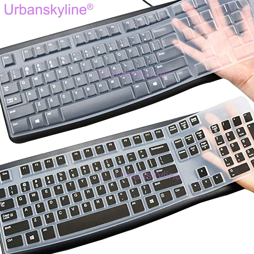 MK120 Toetsenbord Cover Voor Logitech MK120 K120 Bedrade Set Transparant Clear Black Film Siliconen Tpu Case Slim Dunne Engels Ons