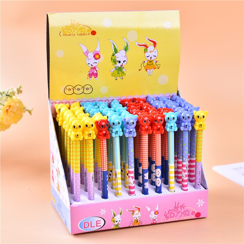 Lápiz mecánico de oso de dibujos animados para estudiantes, bolígrafo automático para niños, suministros escolares y de oficina, 60 unids/lote