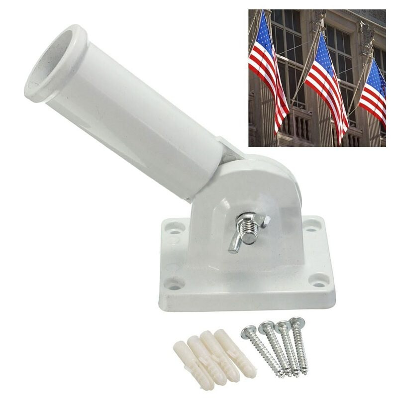 Flag Pole Wall Mount Adjustable Metal Flagpole Holder for Flags Windsock With Screw