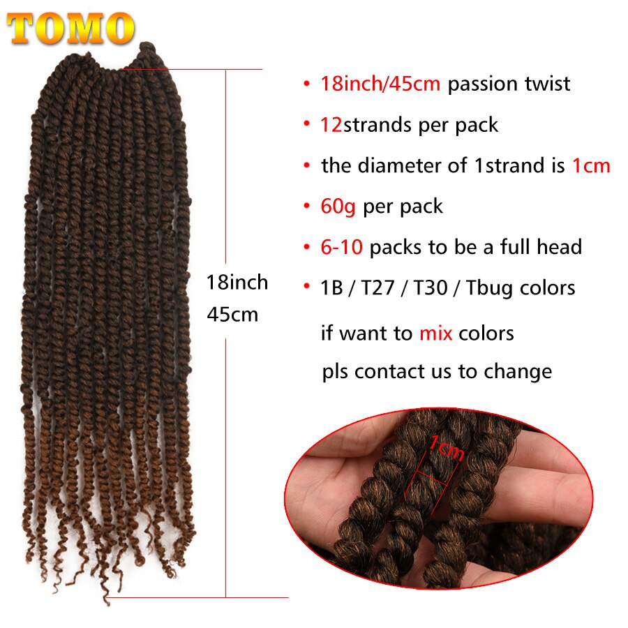 TOMO 18 Zoll 45cm Frühling Leidenschaft Twist Häkeln Haar Ombre Synthetische Flechten Haar Extensions 12 Wurzeln Flauschigen Häkeln Zöpfe