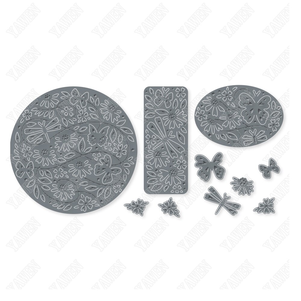 Flower Dragonfly Metal Cutting Dies Scrapbooking Card Stencil Paper Cards Handmade Album Stamp Die Sheets: Default Title