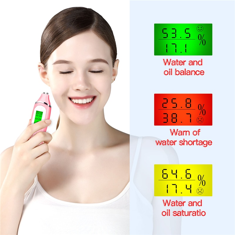 Precision Digital Analyzer Monitor for Skin Moisture Oil Skin Testing Tester Pen Face Clean Care Tool + Facial Sauna Steamer 35