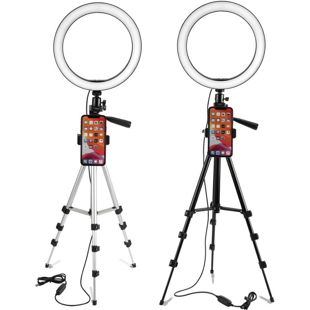 Anillo de luz LED Cámara fotografía anular lámpara estudio Ring Light para vlogg vídeo disparo retrato maquillaje con trípode teléfono Clip
