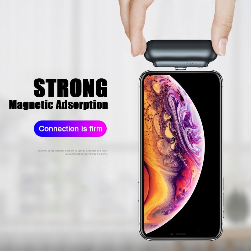 Przenośny 2600mAh mini magnetyczny Bank mocy dla iPhone mikro USB typ C telefon komórkowy zewnętrzna ładowarka Powerbank z kablem