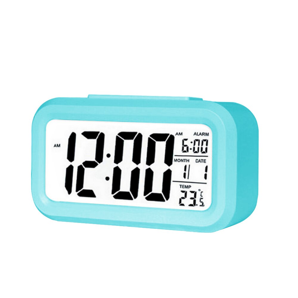LED Digital Alarm Clock Electronic Digital Alarm Screen Desktop Clock For Home Office Backlight Snooze Data Calendar Desk Clocks: Blue