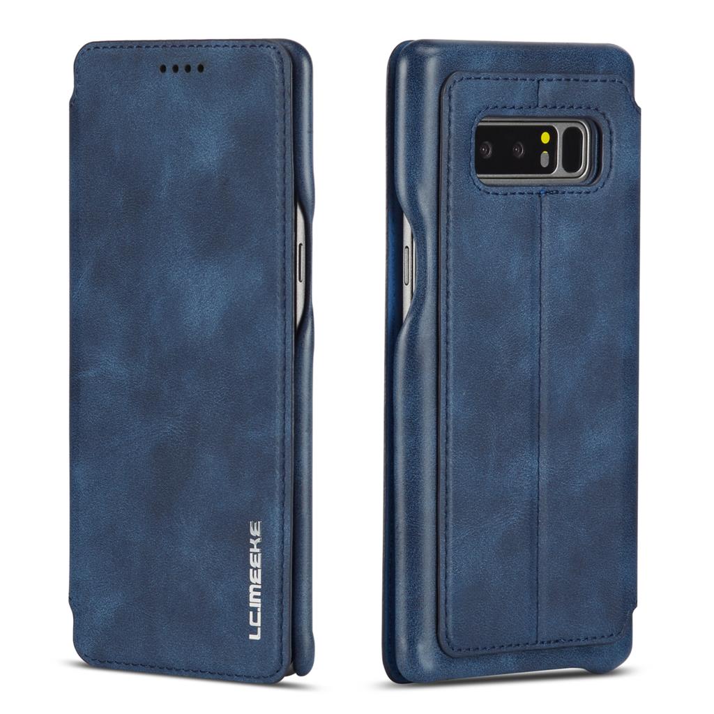 LC.imeeke Luxury Magnetic attraction flip cover case for Samsung Galaxy Note 8 N950F business holster retro Leather case simple: HongGu Blue / Only Case