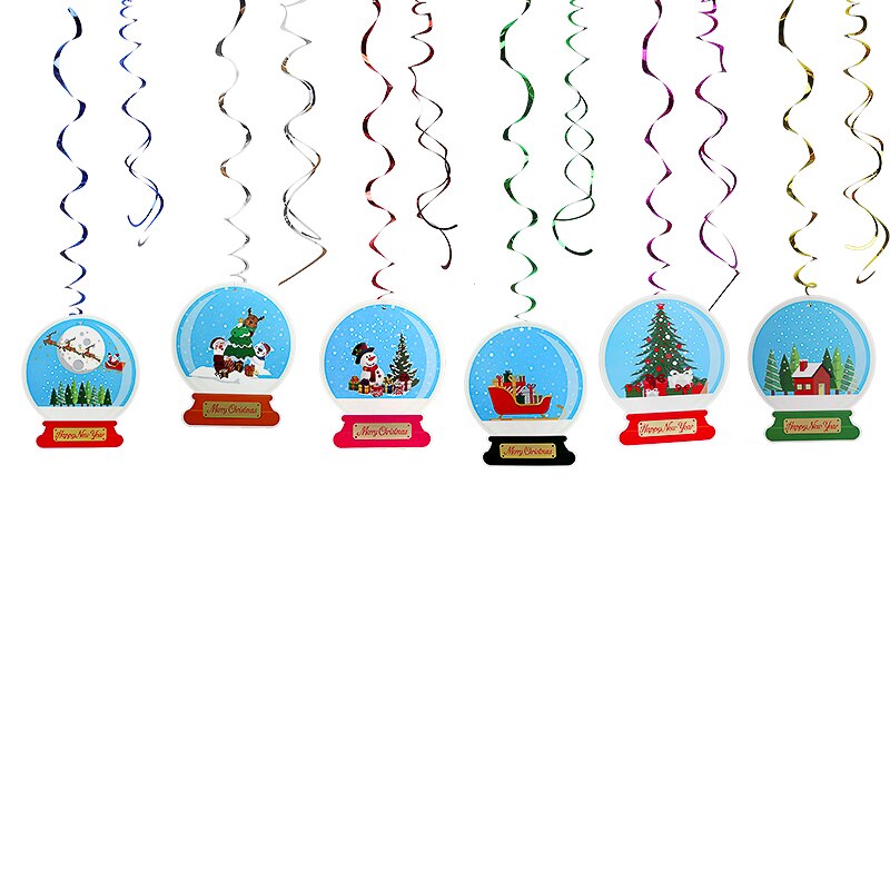 Christmas Swirl Banner Santa Claus Christmas Tree Spiral Pendant Ceiling Hanging Gralands for Home Decor Natal Room Decoration: Q01