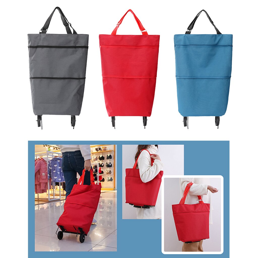 Foldable Portable Shopping Storage Bags Trolley Bag Food Grocery Cart On Wheels