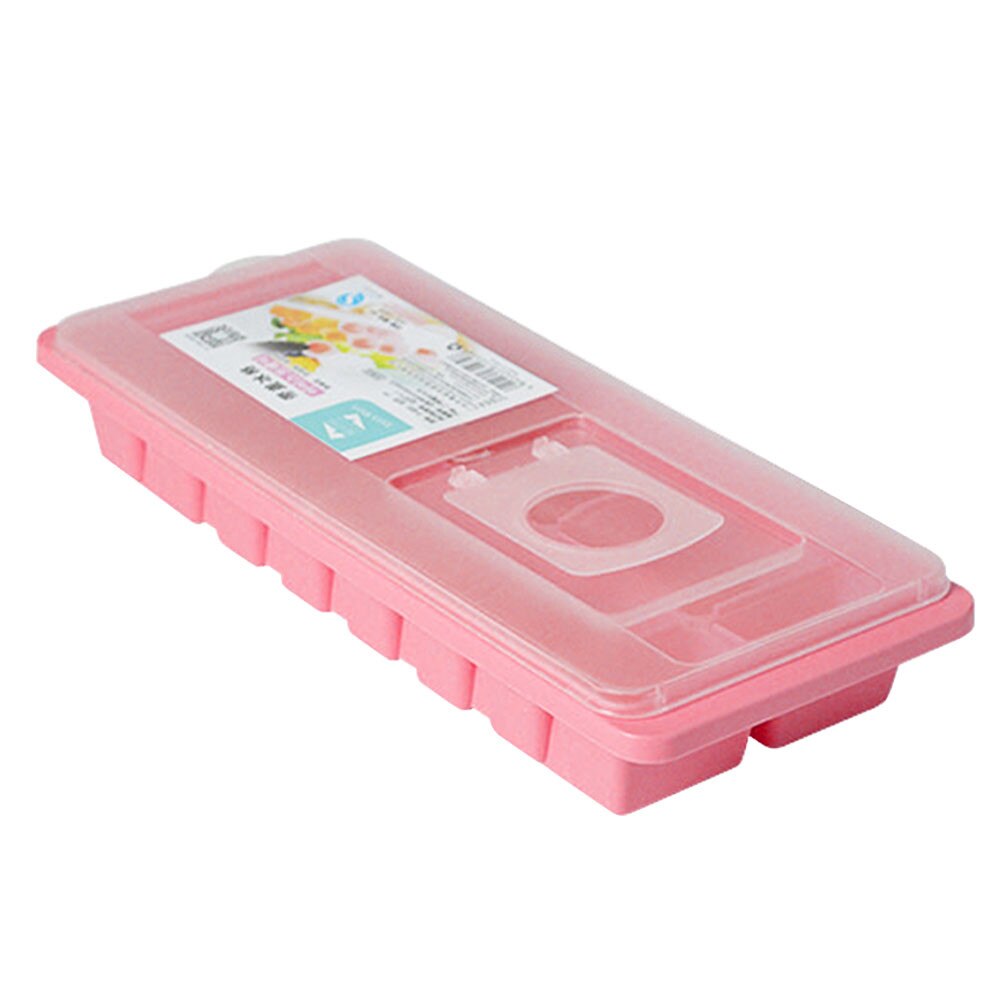 16 hålrum isbitsbricka med lock lock dryck gelé frysform form ismaskin kyltillbehör köksredskap  q4: Rosa