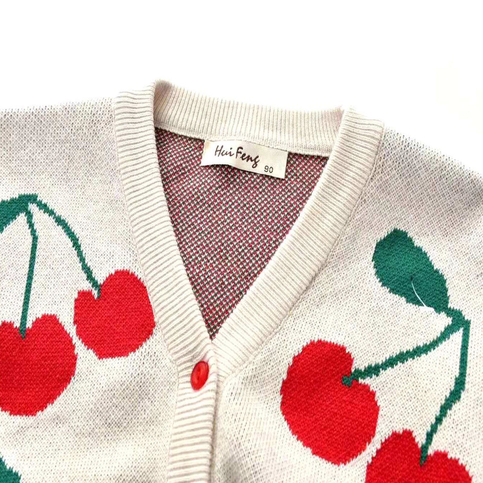 2020 New Autumn Autumn 1-6Y Toddler Kids Baby Girl Cherry maglione scollo a v monopetto Cardigan lavorato a maglia manica lunga bottoni Top