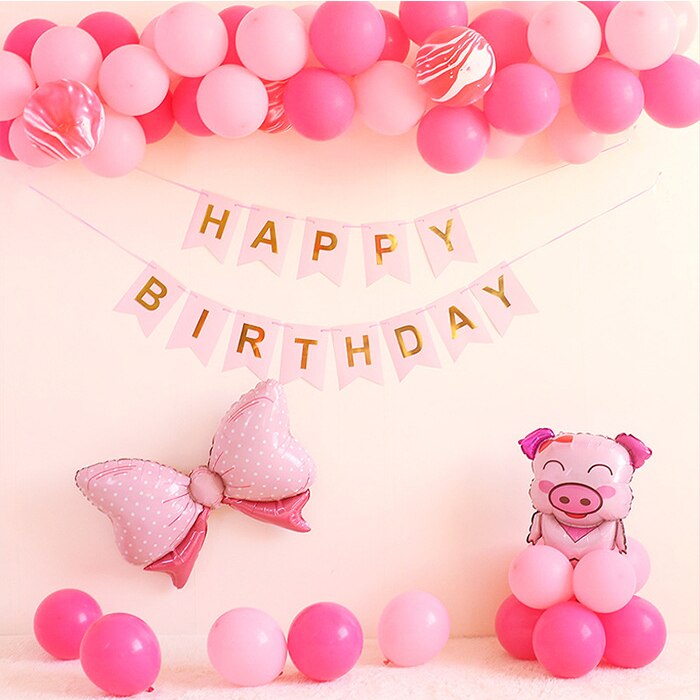 Birthday Party Decoration Happy birthday Banner Fringe Curtain Tablecloth Heart Star Confetti Balloons for Girl Boy Kids Adults: 5