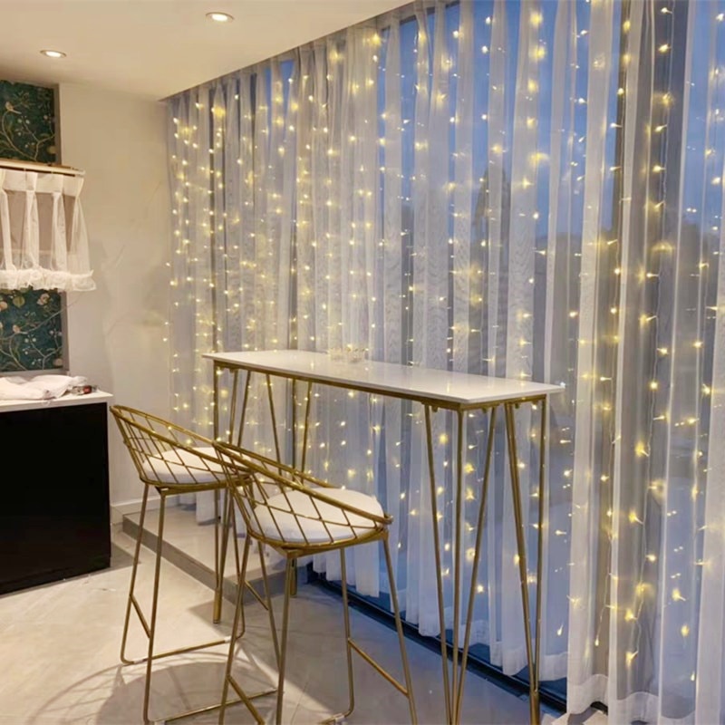 Rideau de fenêtre USB 3M, rideaux lumineux LED, décoration d'extérieur avec éclairage féerique pour maison, chambre à coucher, fête de noël et nouvel an