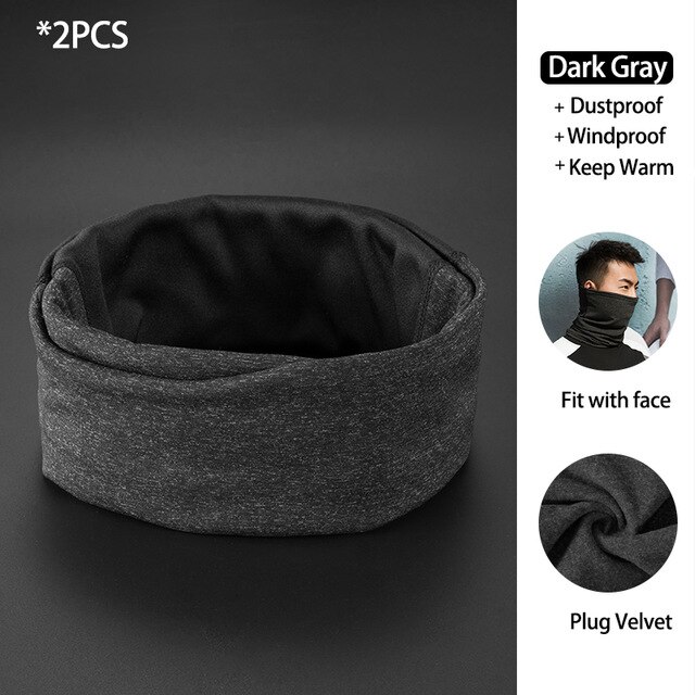 ROCKBROS-mascarilla de Ciclismo de invierno, Bandana transpirable a prueba de viento, máscara facial cálida, gorro térmico de lana para el cuello: Dark Gray 2PCS