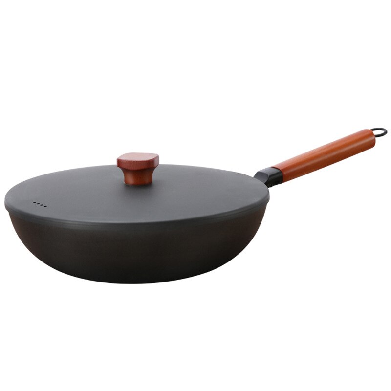 Precisie Ijzeren Wok Vlakke Bodem Non-stick Pan Zonder Olie Rook Gasfornuis Inductie Fornuis Universele: Default Title