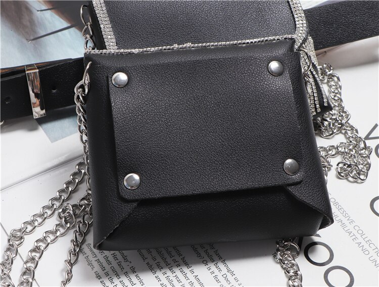 Desiger Blume Strass Taille Taschen Für Frauen PU Leder Große Größe Taille Gürtel Mini Packungen Straße Kette Bote Klappe tasche