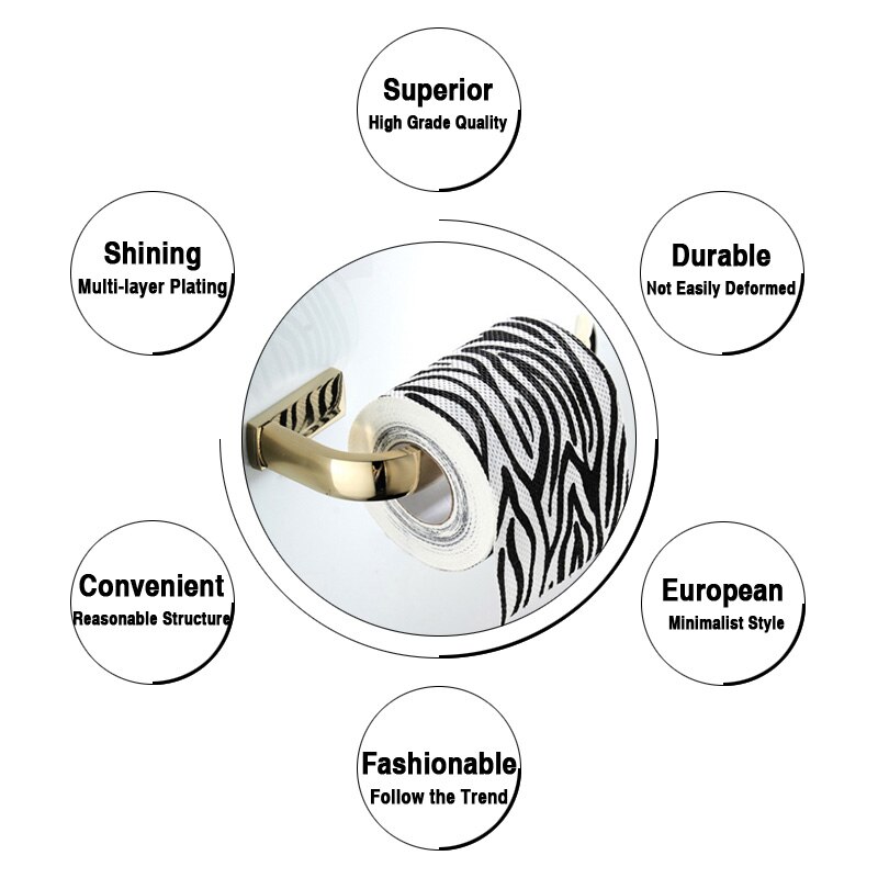 Porte-serviettes mural en laiton doré, ensemble de matériel de salle de bains, crochets de manteau muraux, barre de serviette, porte-rouleau WC, porte-papier de cuisine, porte-serviettes