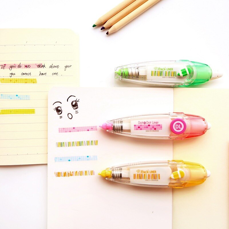 Kawaii high lighter liner tryk prik type dekorativt korrektion tape gør det selv dagbog planlægger klistermærke kontor papirvarer skole korrektor