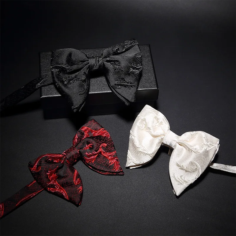 Pajaritas de tela Retro para hombre, pajarita grande informal a la , camisas blancas para hombre, corbata para novio, accesorios de joyería para boda