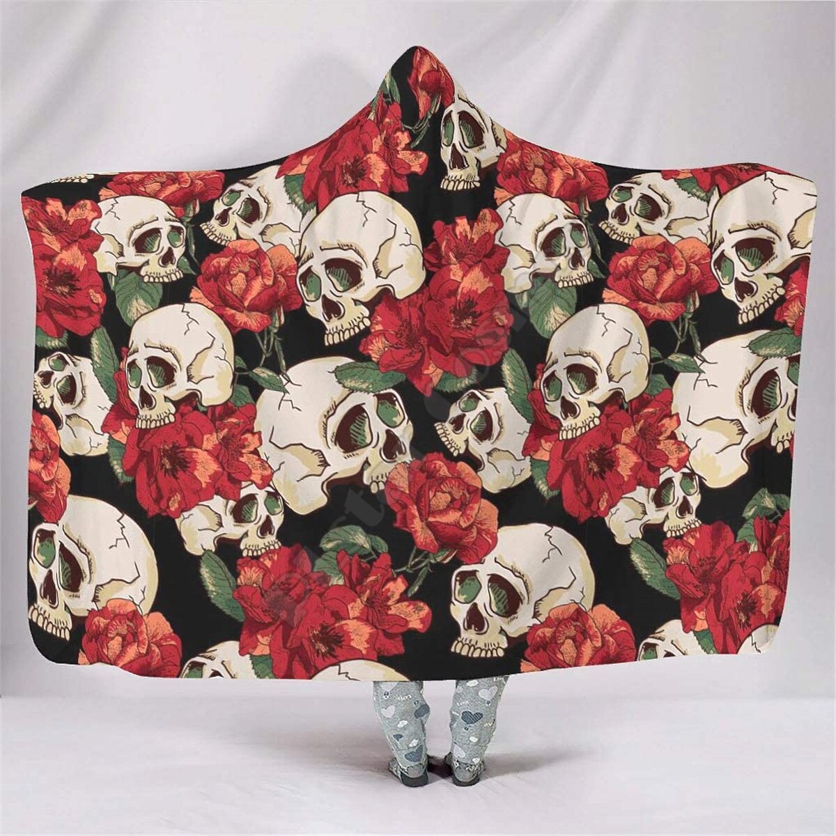 Ravens dans la mythologie nordique Viking couverture à capuche, polaire Sherpa colorée pour enfant et adulte, literie gigoteuse microfibre: 4 / Adult 150(H)200(W)