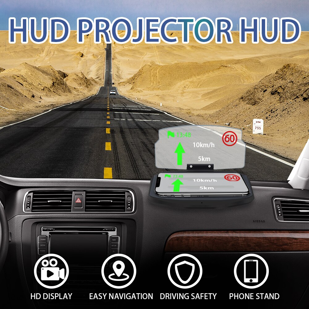 Neue HUD Head Up Display Handy-Navigation GPS Projektor 10W Qi Drahtlose Ladegerät Pad Smartphone Halter Auto Lade halterung
