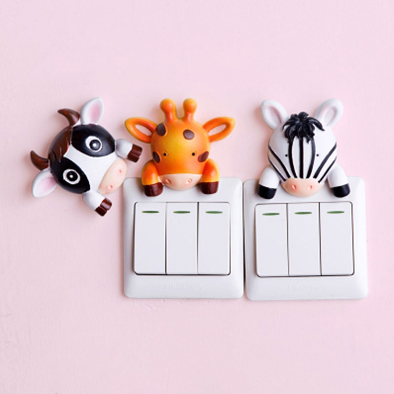 Pig Tiger Animal Shape Cartoon Socket Protective Cover Bathroom Toilet Kids Room Decoration Switch Decal Sticker Home Decoration