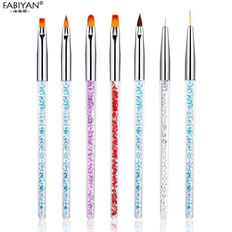 4/7pcs/set Nail Art Brush Painting Drawing Pen Fan Flat Gradient Line Round Acrylic Gel Crystal Tips Manicure Tools: 02