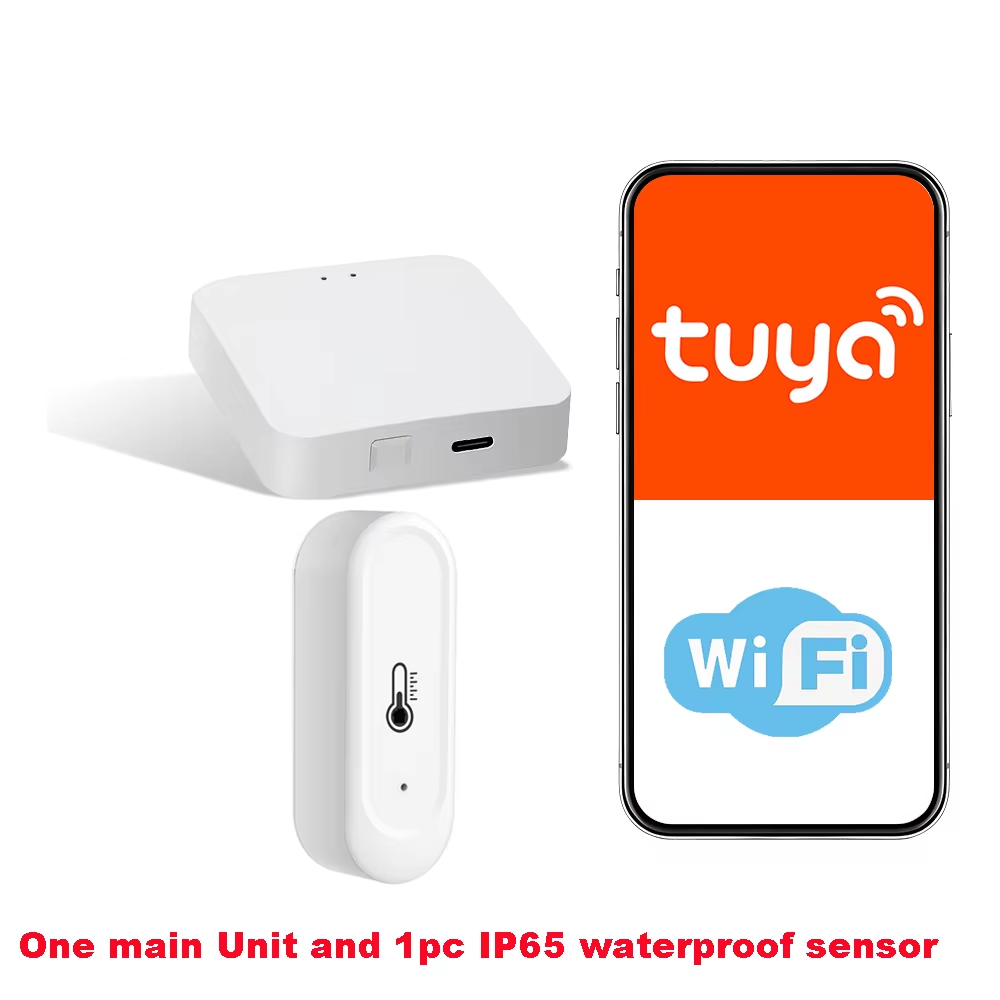 Tuya-estación meteorológica WIFI RF433, Kit de termómetro inalámbrico, Sensor de temperatura y humedad interior, monitoreo remoto de teléfono: Gris