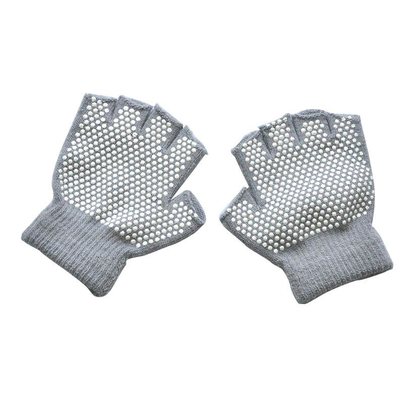 Warmom crianças quentes inverno ao ar livre esportes handguards antiderrapante pequenas partículas meio dedo luvas de malha: T4