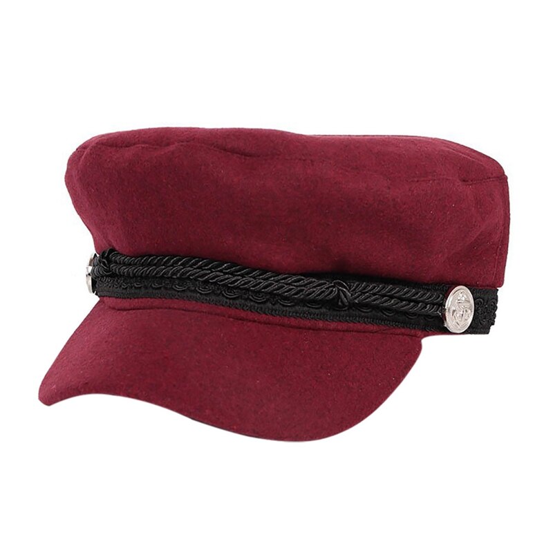 Casual Street wear cuerda gorra plana sombrero negro invierno gorro lana mujeres botón Cap: JR