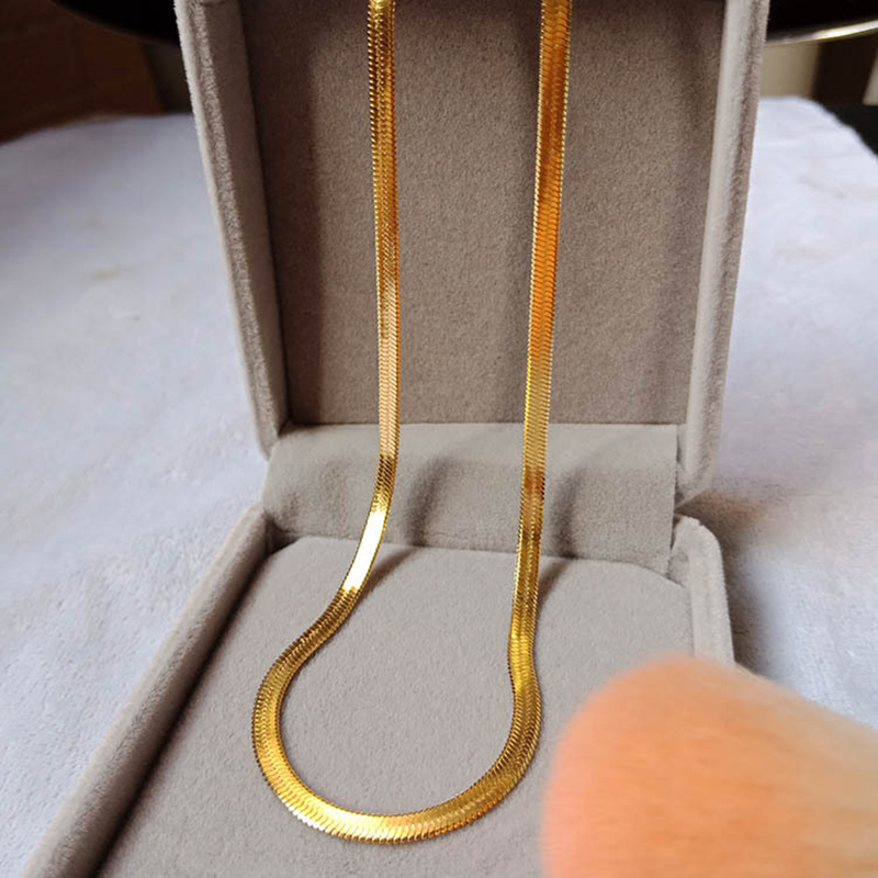 24k guld halsband 4mm/40-45-50cm blad halsband orm ben kedja män& #39 ;s &amp; #39 för kvinnor