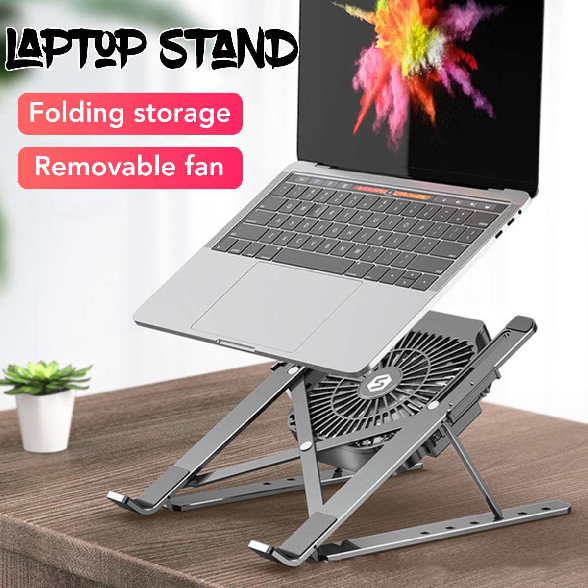 Laptop Stand Met Koelventilator Draagbare Opvouwbare Laptop Bureau Verstelbare Aluminium Bed Notebook Warmteafvoer Houder Stand