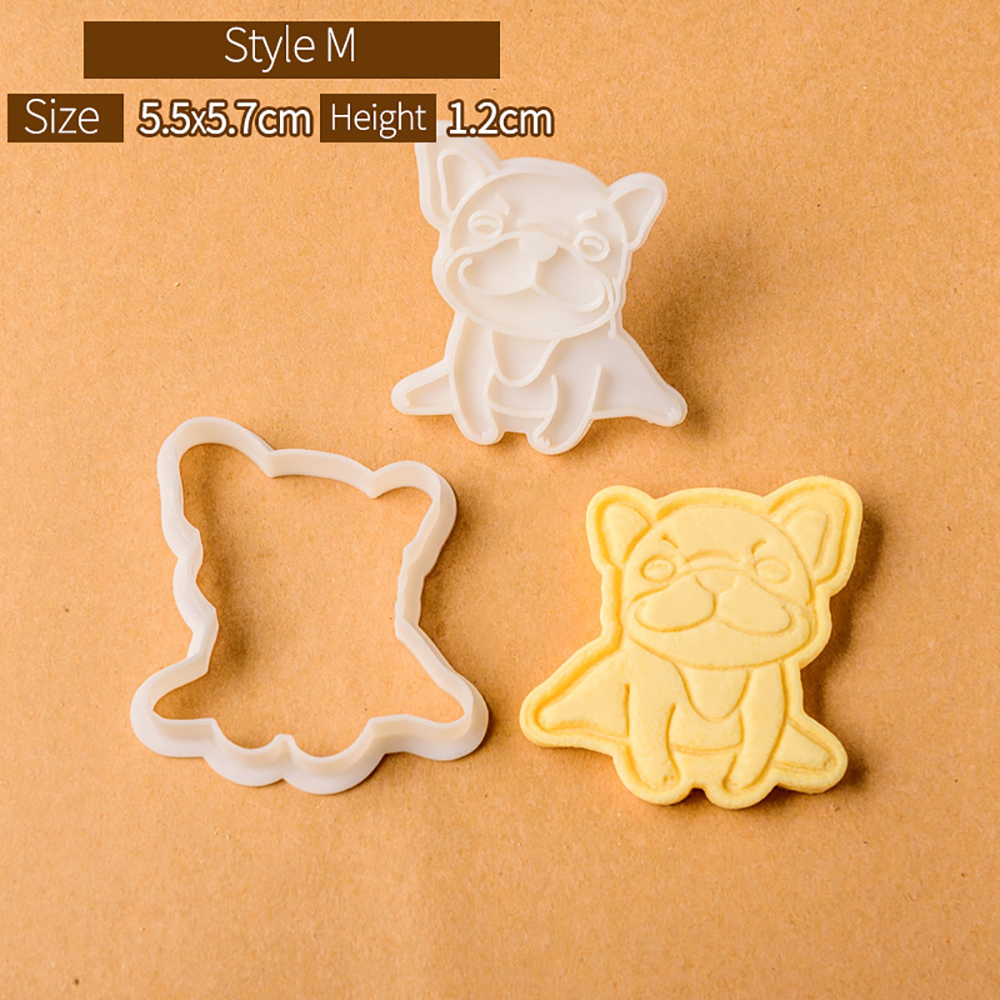 Cute Bulldog Dog Shaped Cookie Cutters Mold Biscuit Baking Tool Kitchenware Bakeware DIY Tool for Kids Hand Mold: VIOLET/紫罗兰