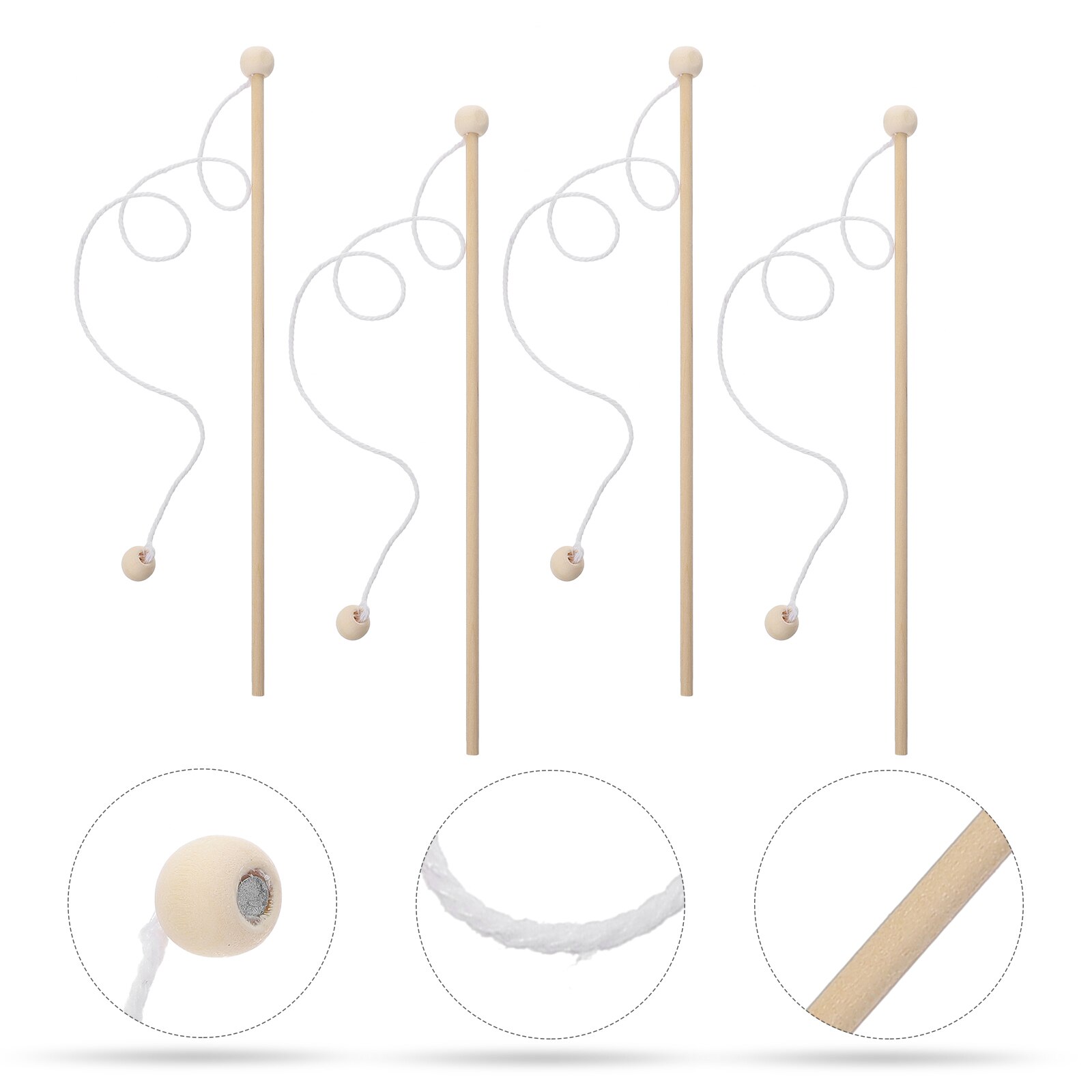 4pcs Lovely Funny Kids Fishing Game Fishing Rods Wood Fishing Rod for Children Kids: Default Title