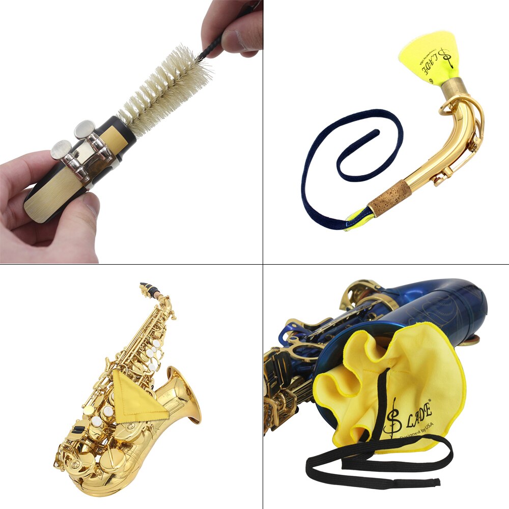 Saxofon rengøringsplejesæt 3 stk renseklud + mundstykke børste musikinstrument vedligeholdelsesværktøj
