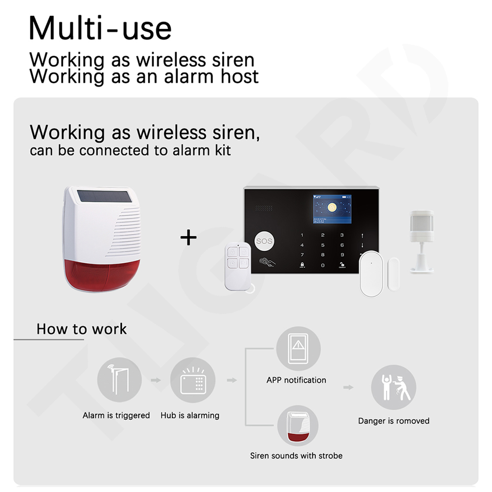 Taiboan 433MHz drahtlose Solar- Strobe Sirene wasserdichte Alarm Horn für Tuya PG103 G30 G50 Heimat Einbrecher Wifi GSM Alarmsystem