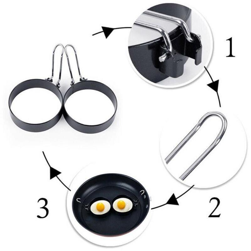 1 pieza de molde de huevo frito silicona con mango de hamburguesas redondas multiusos/pasteles de cangrejo/moldes de panqueques herramientas de cocina para principiantes