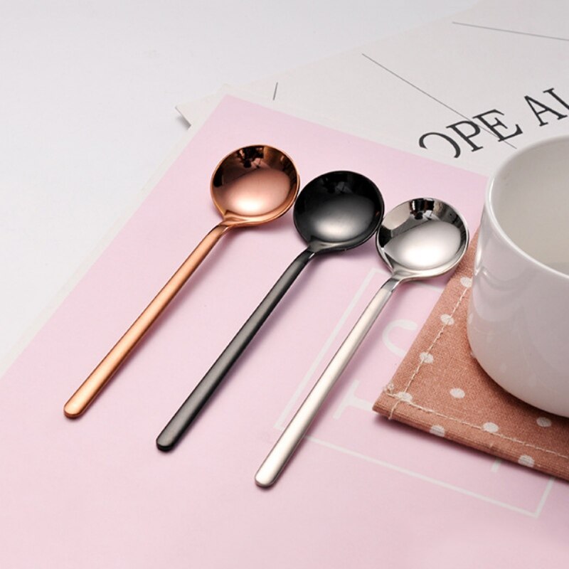 Coffee Spoon 304 Stainless Steel Small Round Spoon Fruit Yogurt Mug