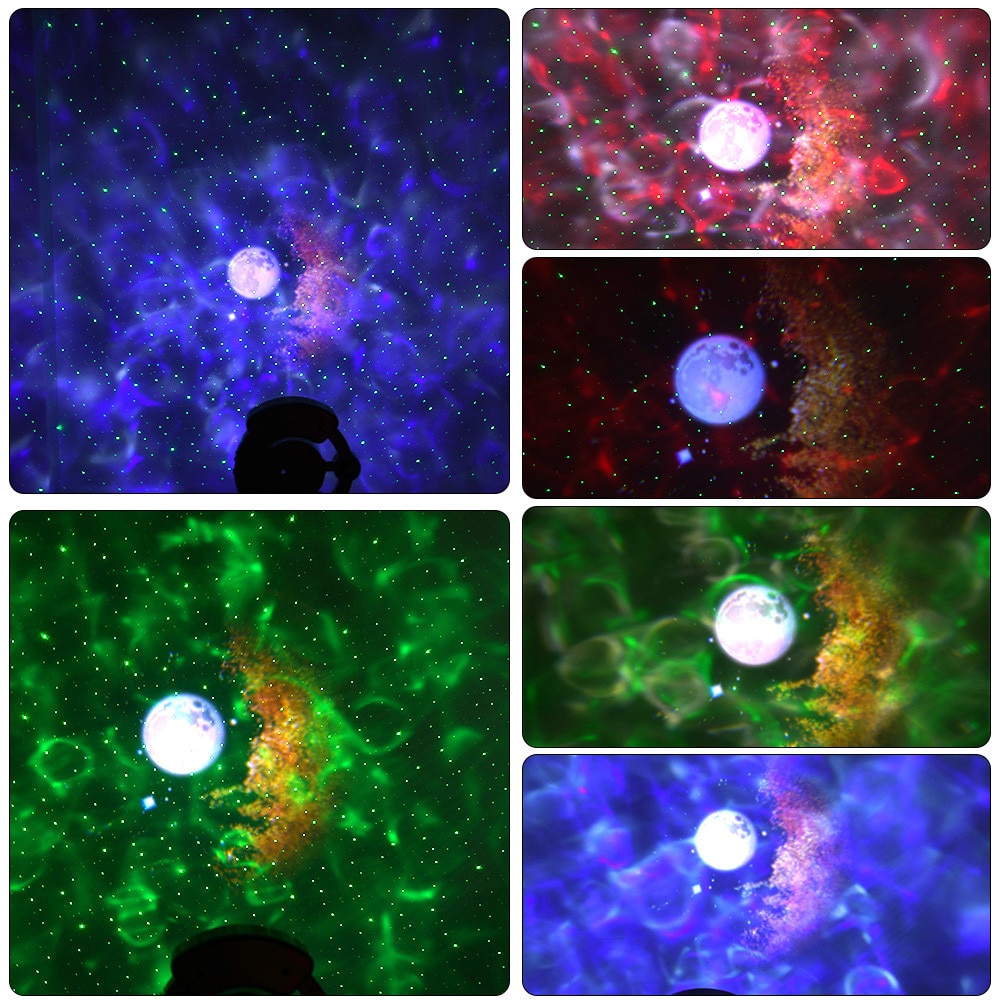 Colorful LED Stary Sky Projector Music Bluetooth Player Star Rotating Cloud Night Light Kids Christmas Bedroom Lamp